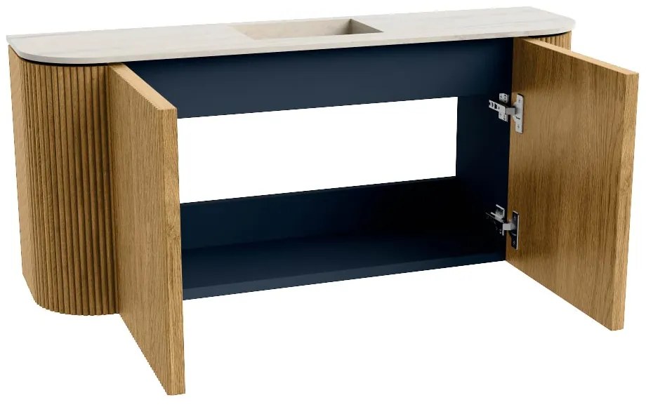 Mondiaz Joya DLux 95cm toiletmeubel ronding links/rechts oak met wastafel faye midden zonder kraangat meli