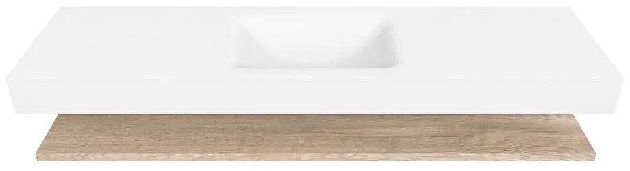 Zaro Alan badmeubel 170cm met planchet washed oak en vrijhangende wastafel cloud midden zonder kraangat talc