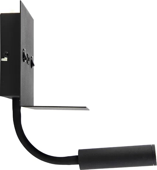 Moderne wandlamp USB zwart met flexarm - Duppio