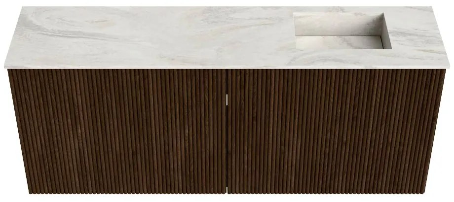 Mondiaz Joya DLux 100cm toiletmeubel walnut met wastafel faye rechts 1 kraangat ostra