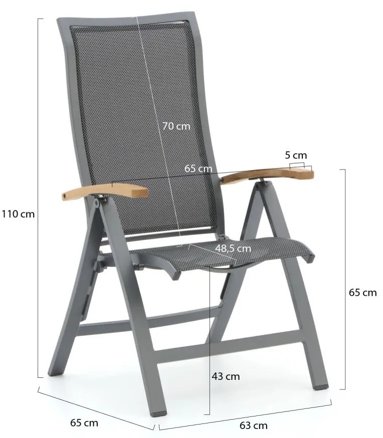 Bellagio Lugo/Linosa 100cm dining tuinset 5-delig verstelbaar
