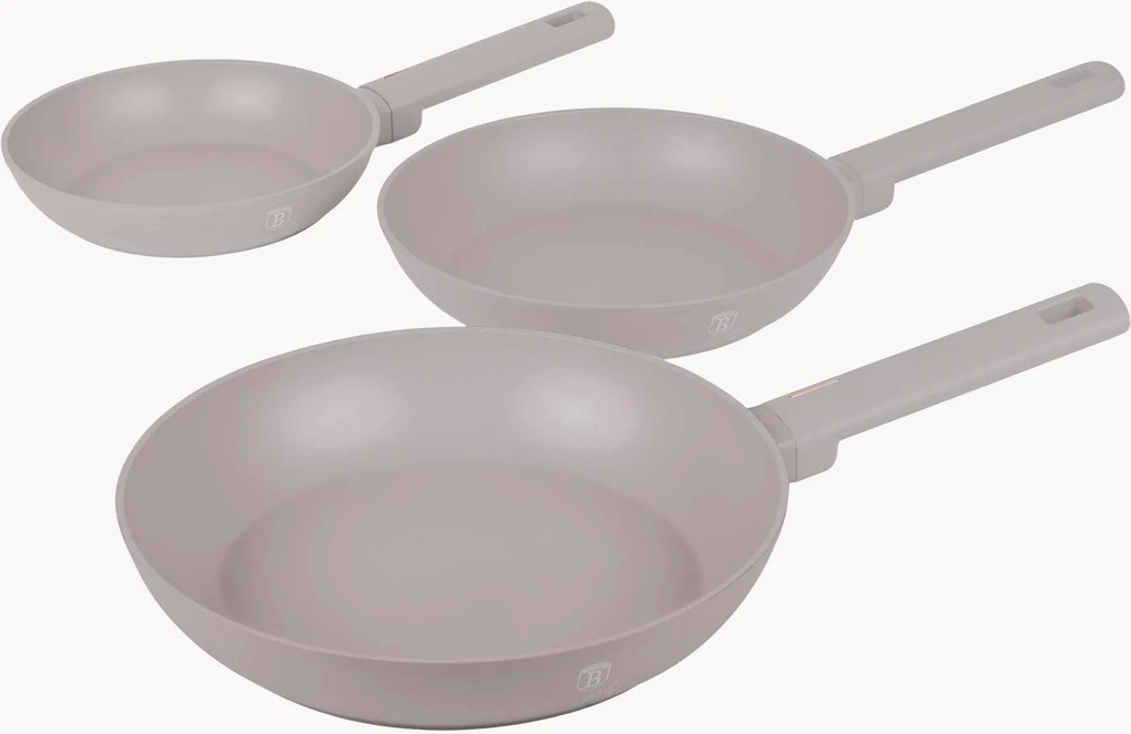 Braadpannen Taupe met antiaanbaklaag, 3-delig