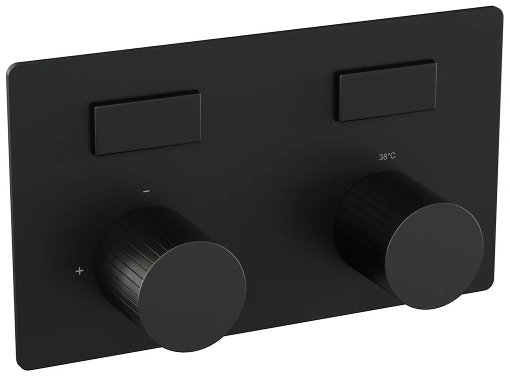 Brauer Stripe inbouw regendouche met 25cm hoofddouche, gebogen muurarm en 3 standen handdouche set 29 zwart mat