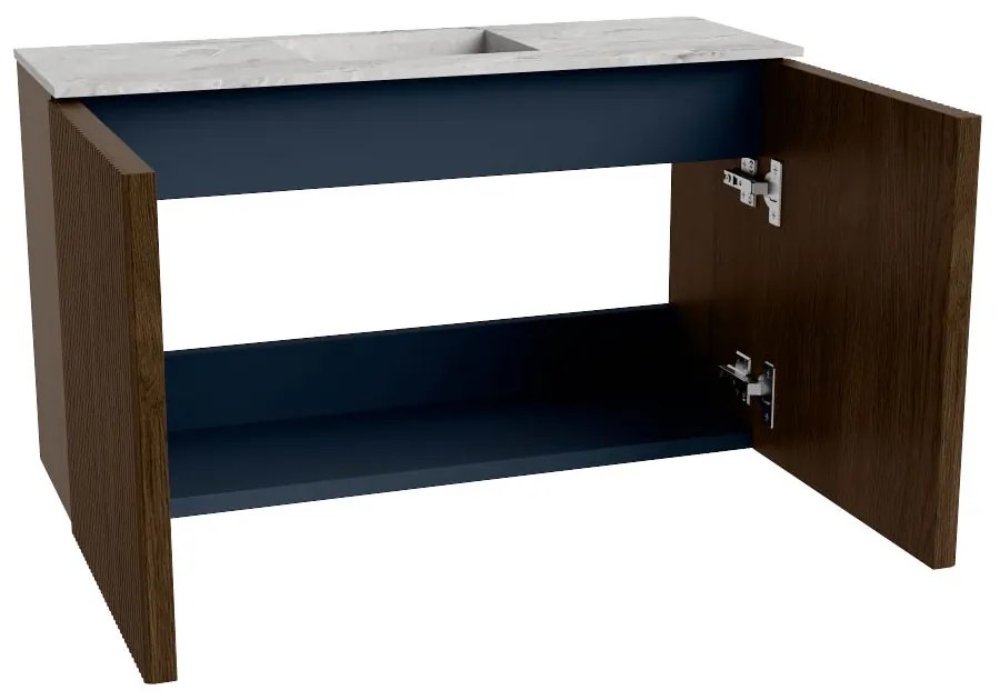 Mondiaz Joya DLux 70cm toiletmeubel walnut met wastafel faye midden 1 kraangat glace