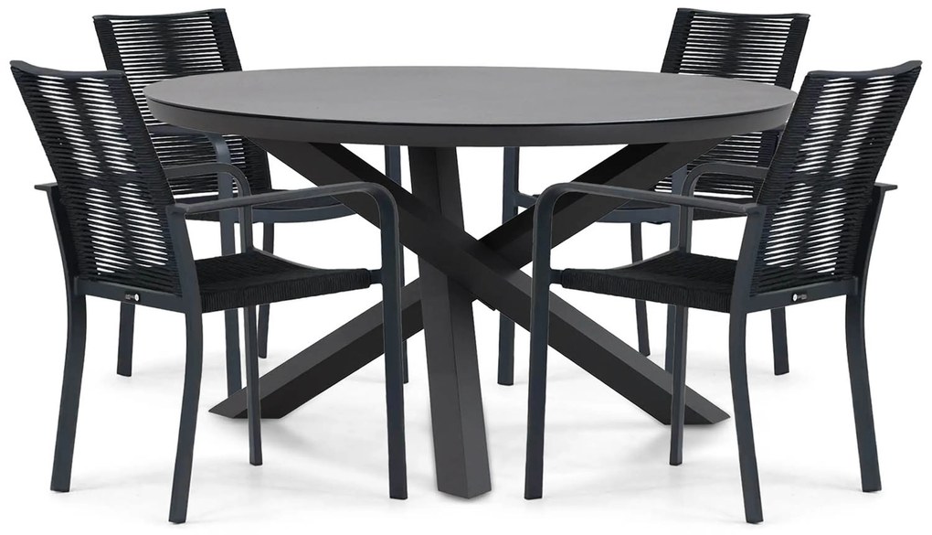 Tuinset Ronde Tuintafel 4 personen 125 cm Aluminium/rope Grijs Santika Furniture Santika