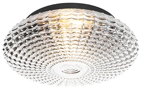 Klassieke plafondlamp zwart met smoke glas 35 cm IP44 - Nohmi