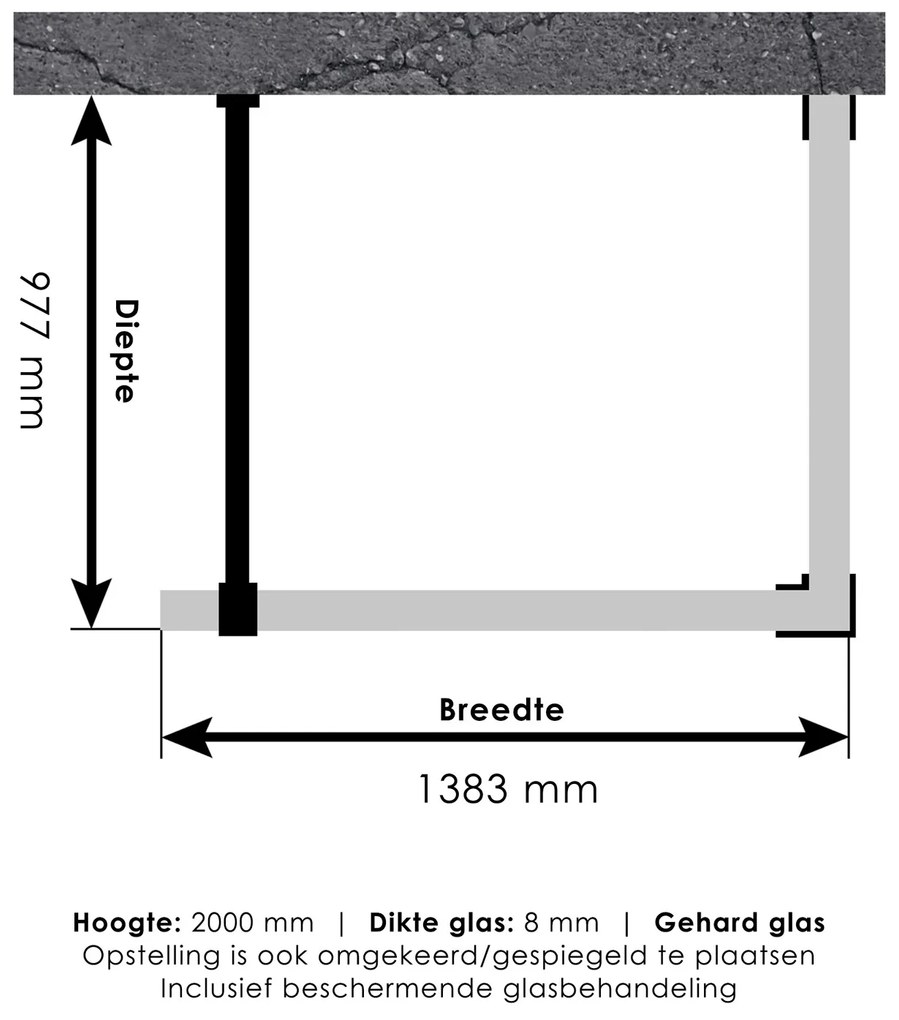 Brauer JC profielloze inloopdouche 100x140cm reversed goud geborsteld