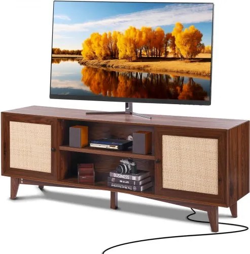VEVOR Rotan TV-meubel 191 cm TV Boho TV-meubel TV-meubel Walnoot