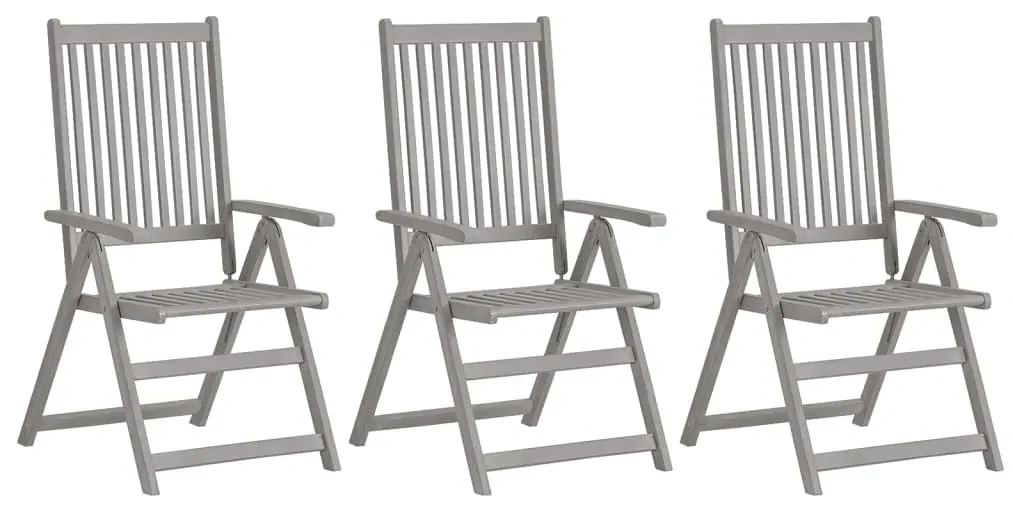 vidaXL Tuinstoelen verstelbaar 3 st massief acaciahout grijs