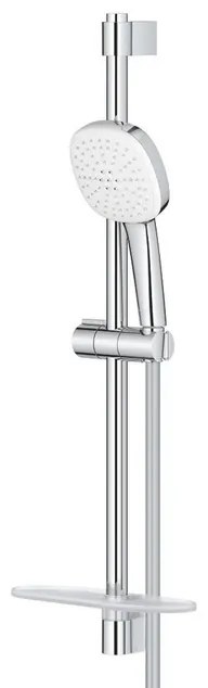 GROHE Tempesta 110 Cube Glijstangset - 60cm - 2 straalsoorten - 7.4l/min - met zeephouder - chroom 26907003