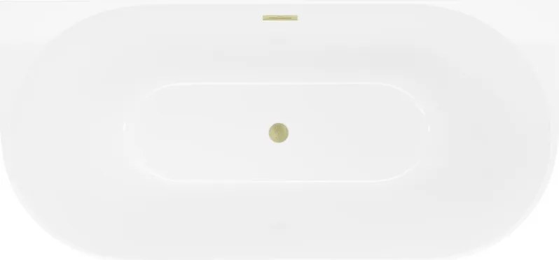 Mexen Oval Slim vrijstaande halfvrijstaande badkuip 170 x 80 cm, wit, overloop geborsteld goud - 52661708000-55