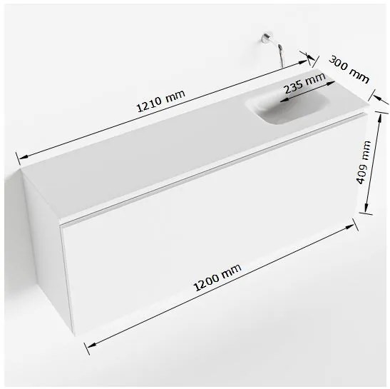 Mondiaz Olan 120cm toiletmeubel light brown grey met wastafel talc rechts 1 kraangat