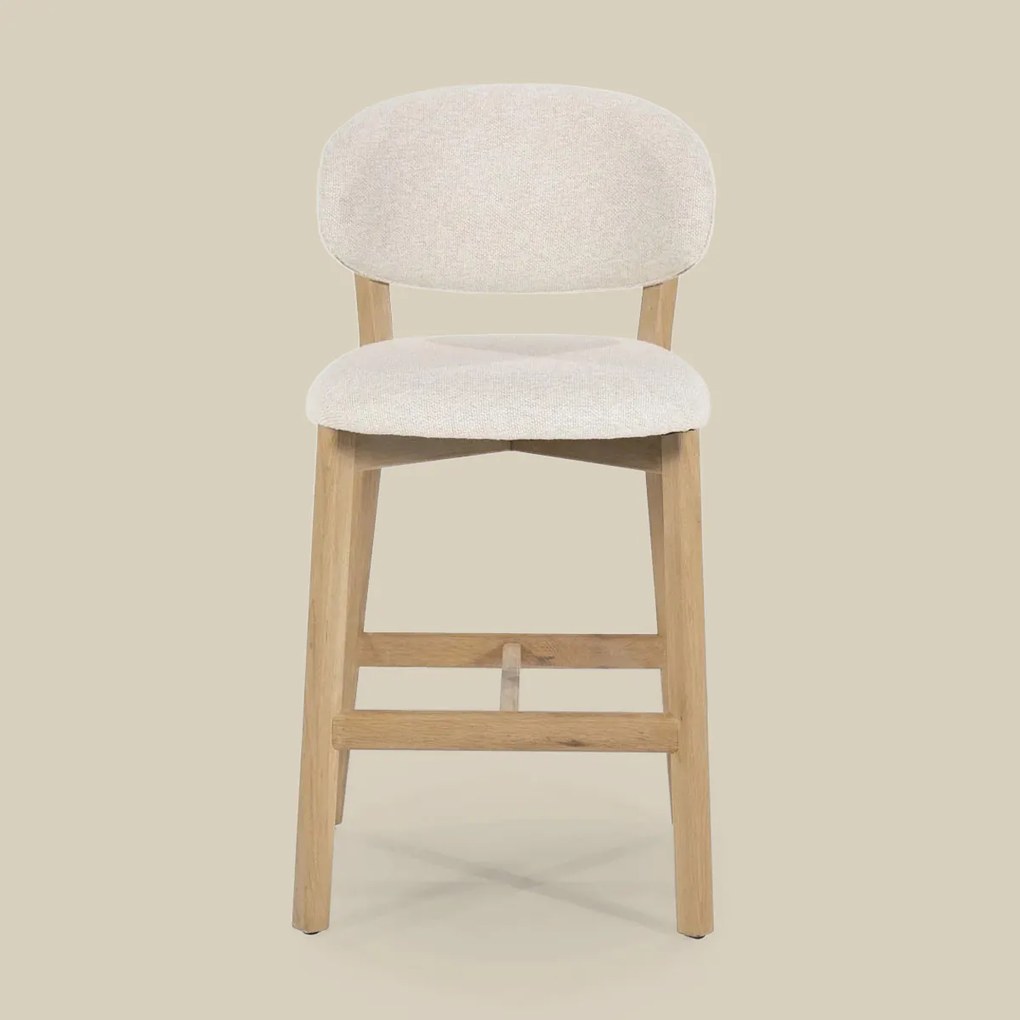 Eleonora Mikky Luxe Barstoel Eiken En Beige Stof