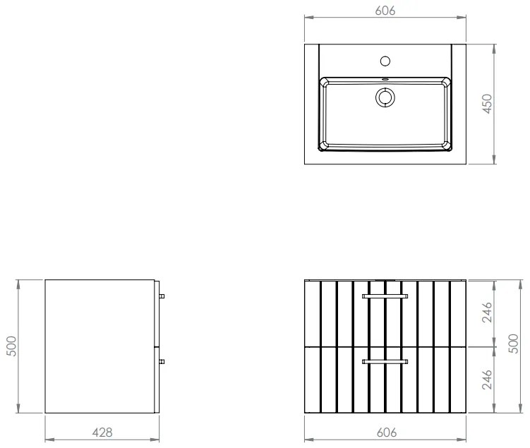 SaniGoods Rangi onderkast 60cm met 2 lades wit