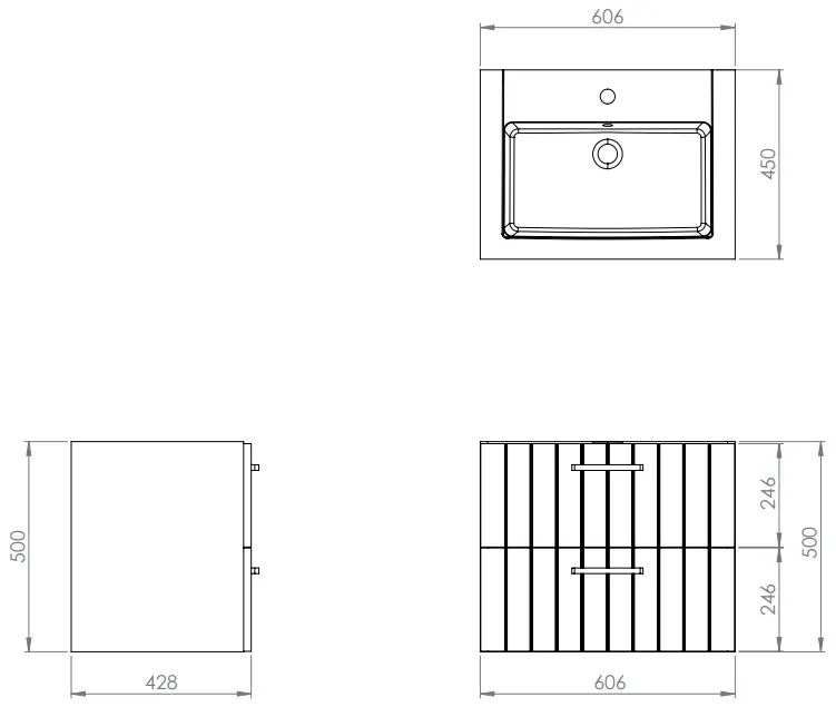 SaniGoods Rangi onderkast 60cm met 2 lades wit