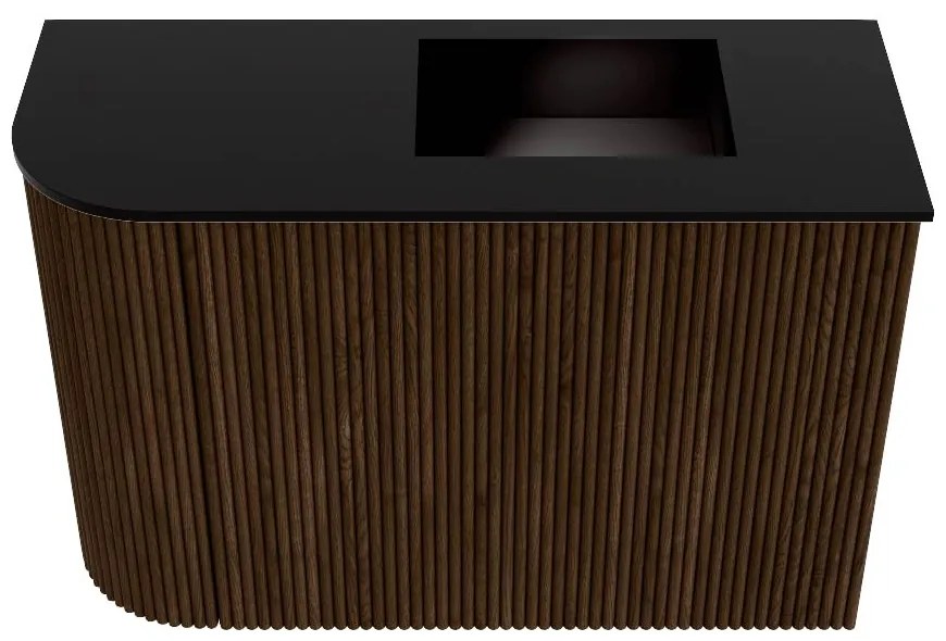 Mondiaz Joya 60cm toiletmeubel ronding links walnut met wastafel faye rechts 1 kraangat urban