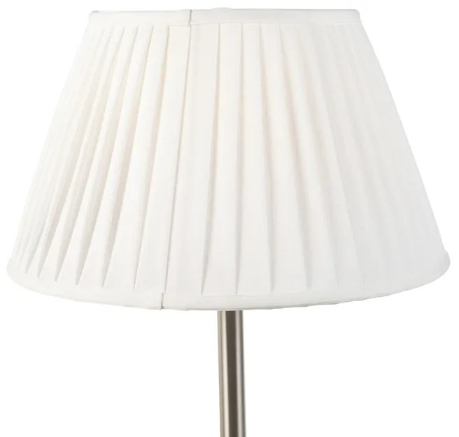 Stoffen Klassiek tafellamp staal met plissé kap wit 35 cm - Simplo Design, Klassiek / Antiek E27 rond Binnenverlichting Lamp