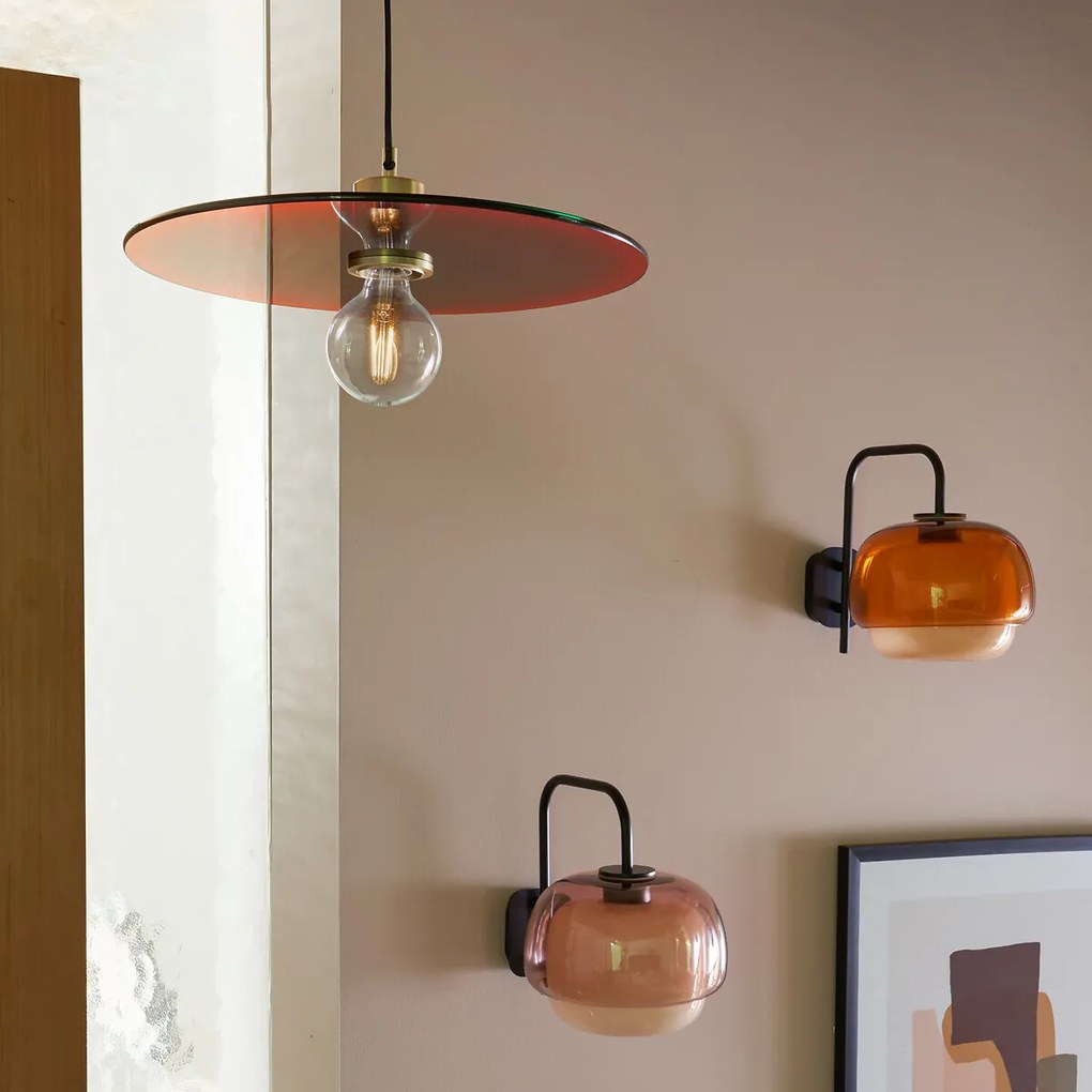 Wandlamp in gekleurd glas en metaal, Kinoko