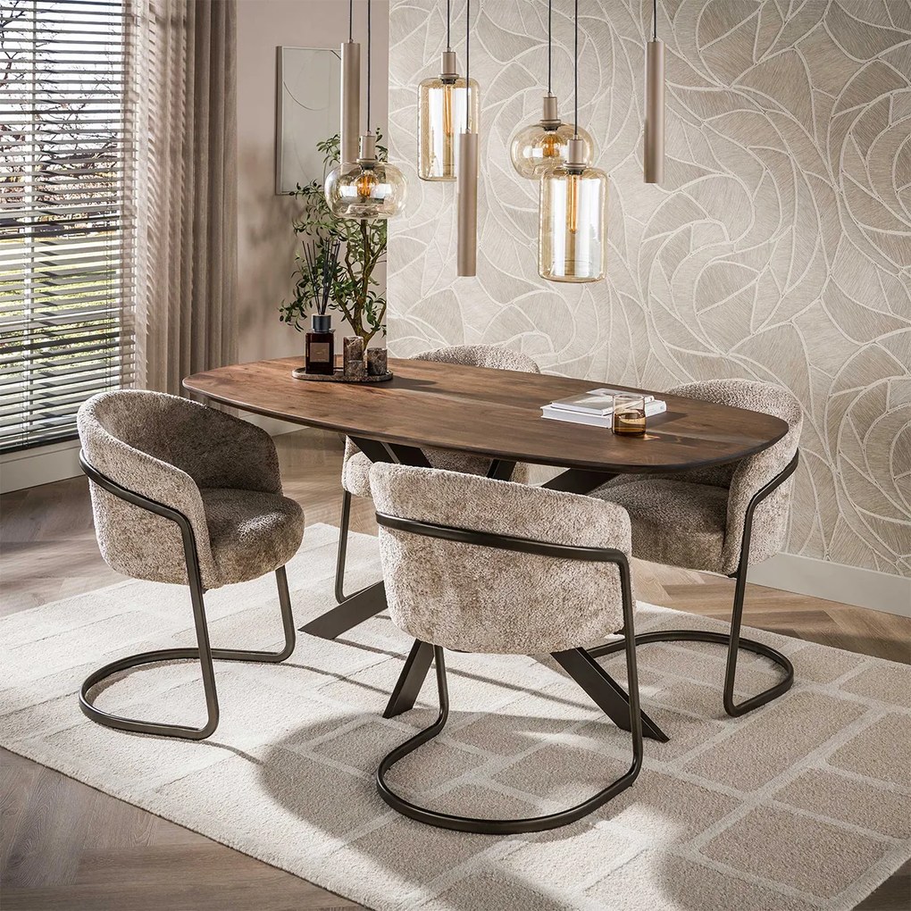 Ovale Eettafel Acaciahout 150cm - 150 X 90cm.