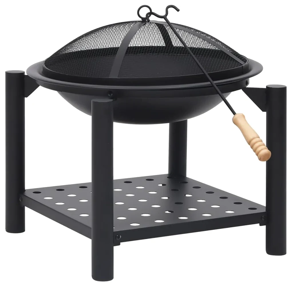 vidaXL Vuurplaats met pook 54x54x55 cm staal