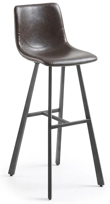 Kave Home Trap Barkruk Geborsteld PU Leer Donkerbruin