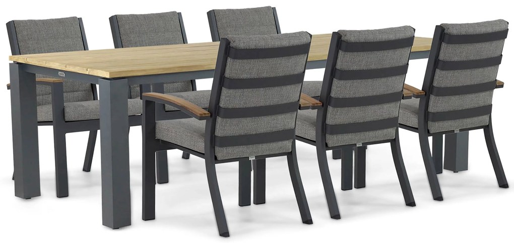 Tuinset 6 personen 240 cm Aluminium/teak Grijs Osmen Midura/Riviera