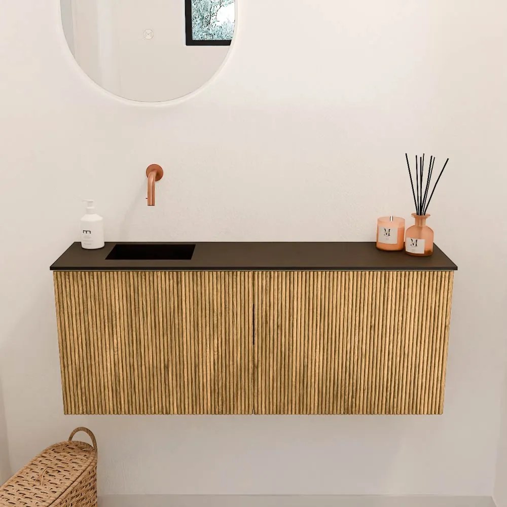 Mondiaz Joya 100cm toiletmeubel oak met wastafel faye links zonder kraangat urban