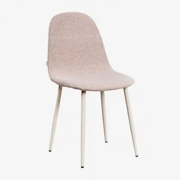 Set Van 4 Glamm Eetkamerstoelen Beige – Crème & Bouclé Roze & Bouclé - Sklum
