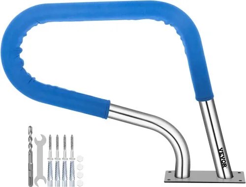VEVOR Zwembad Roestvrij Stalen Leuningen 81,2x58,4 cm Leuning Afrit 113 kg Rail Zwembad Steunbalk 4,8 cm Buis 2 mm Dik met 1,2 m Handgreepafdekking 4 Ankers voor Ingang Uitgang Zwembad Spa Waterpark