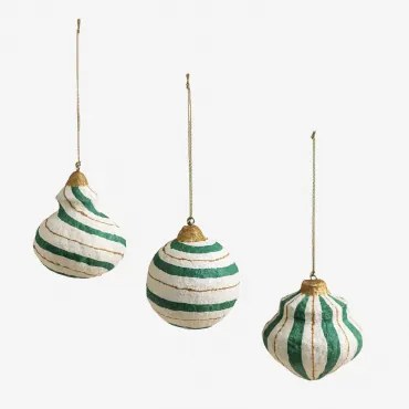 Set Van 3 Kerstdecoraties Van Papier-maché Mogens Groen – Amazone - Sklum