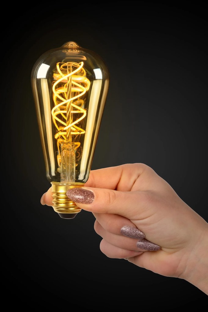 Lucide Bulb LED lamp met dag/nacht sensor 2200K E27 4W 6.4cm amber