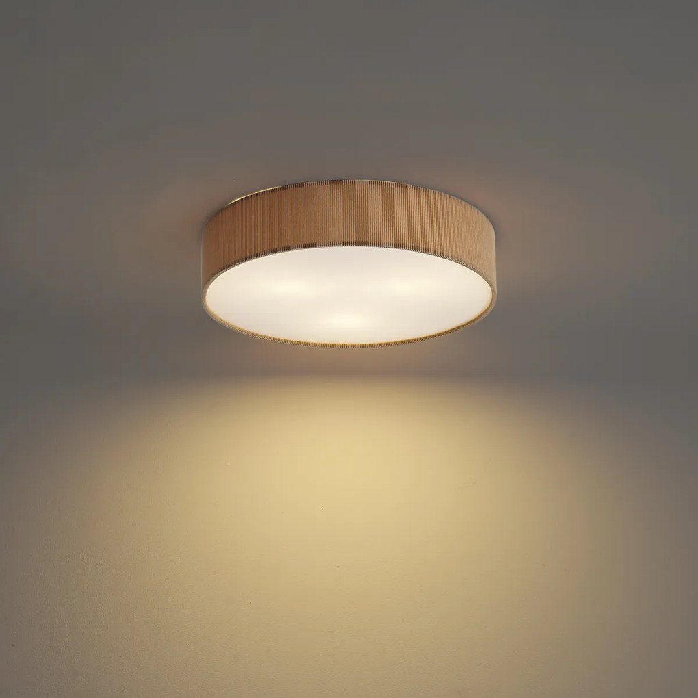 Moderne plafondlamp taupe met velours kap 46cm 3-lichts - Luz