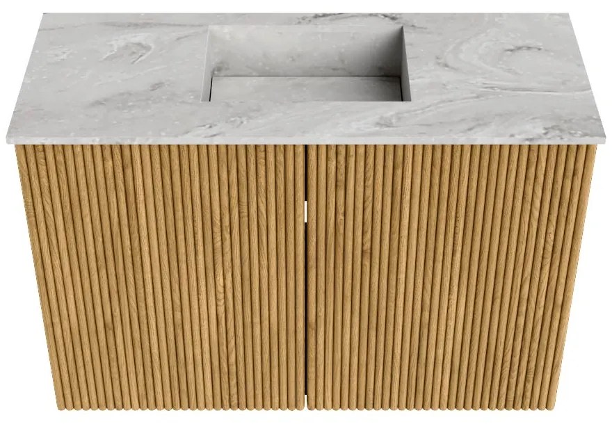 Mondiaz Joya DLux 60cm toiletmeubel oak met wastafel faye midden 1 kraangat glace