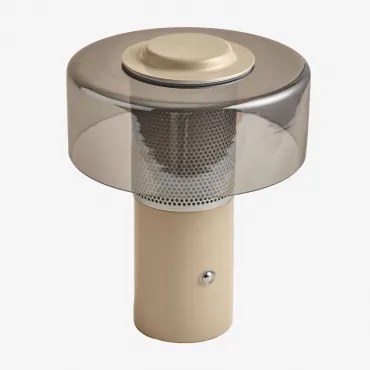 Draadloze Led Tafellamp In Glas En Staal Elfriede Tapioca Beige - Sklum