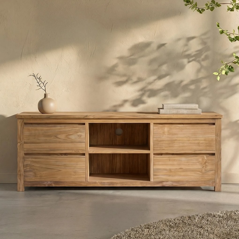 Hoog Tv-meubel Teak - 4 Lades - 160cm - 160x50x60cm.