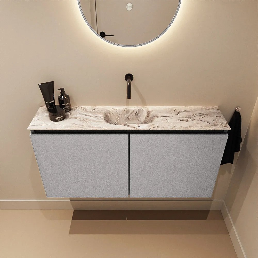 Mondiaz Ture DLux toiletmeubel 100cm plata met wastafel glace midden zonder kraangat