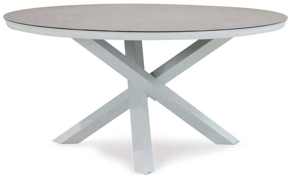 Tuinset Ronde Tuintafel 6 personen 150 cm Aluminium/rope Wit Santika Furniture Santika