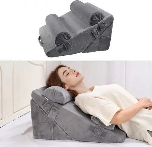 VEVOR Wigkussen, orthopedische bedwigset van 4 stuks, ondersteuning voor armen, benen, nek en schouders, kussen na een operatie voor rugpijn, brandend maagzuur, verlichting van snurken, rechtop zitten in bed