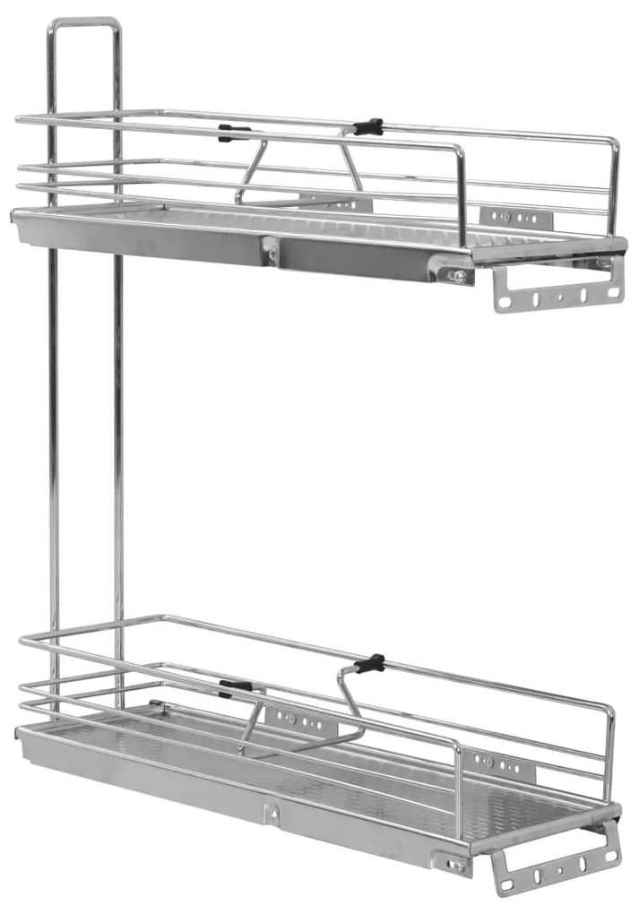 vidaXL Draadmand keuken uittrekbaar 2-laags 47x15x54,5cm zilverkleurig