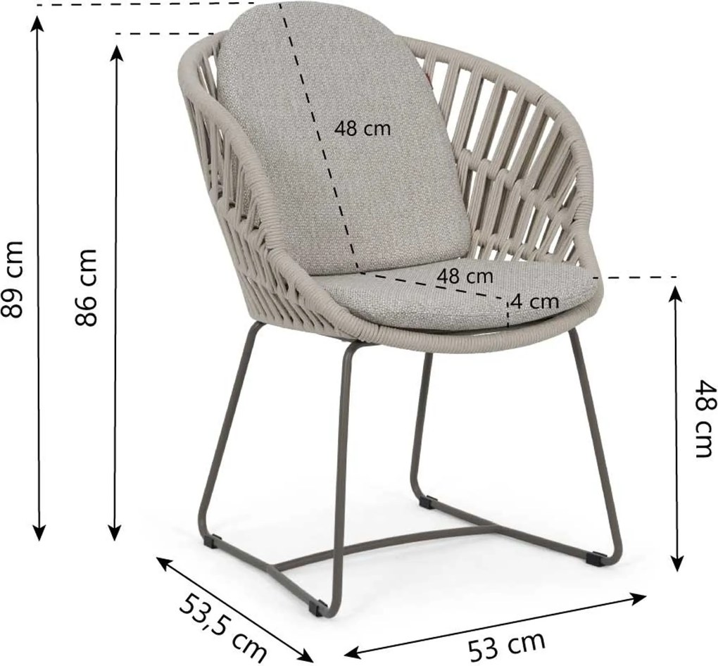 Tuinset Ronde Tuintafel 6 personen 158 cm Rope Taupe Santika Furniture Santika