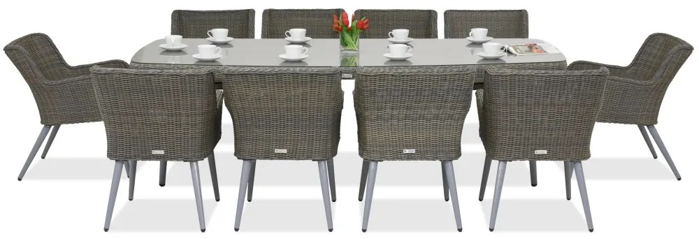 Exclusieve dining tuinset met grote tafel Córdoba voor 10 personen Garden Point grijs
