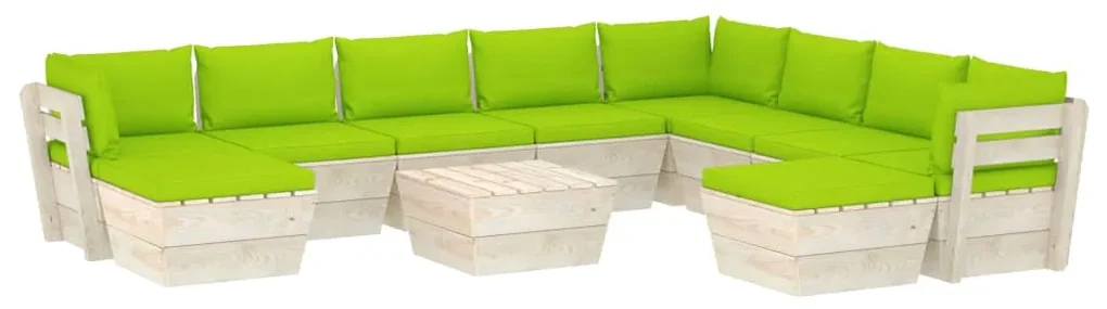 vidaXL 11-delige Loungeset met kussens pallet vurenhout