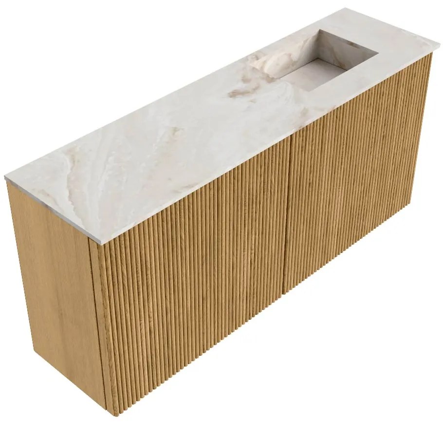 Mondiaz Joya DLux 90cm toiletmeubel oak met wastafel faye rechts 1 kraangat frappe