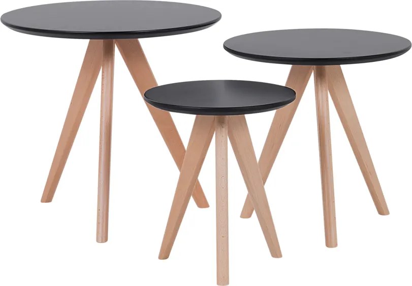 Salontafel set van 3 zwart VEGAS