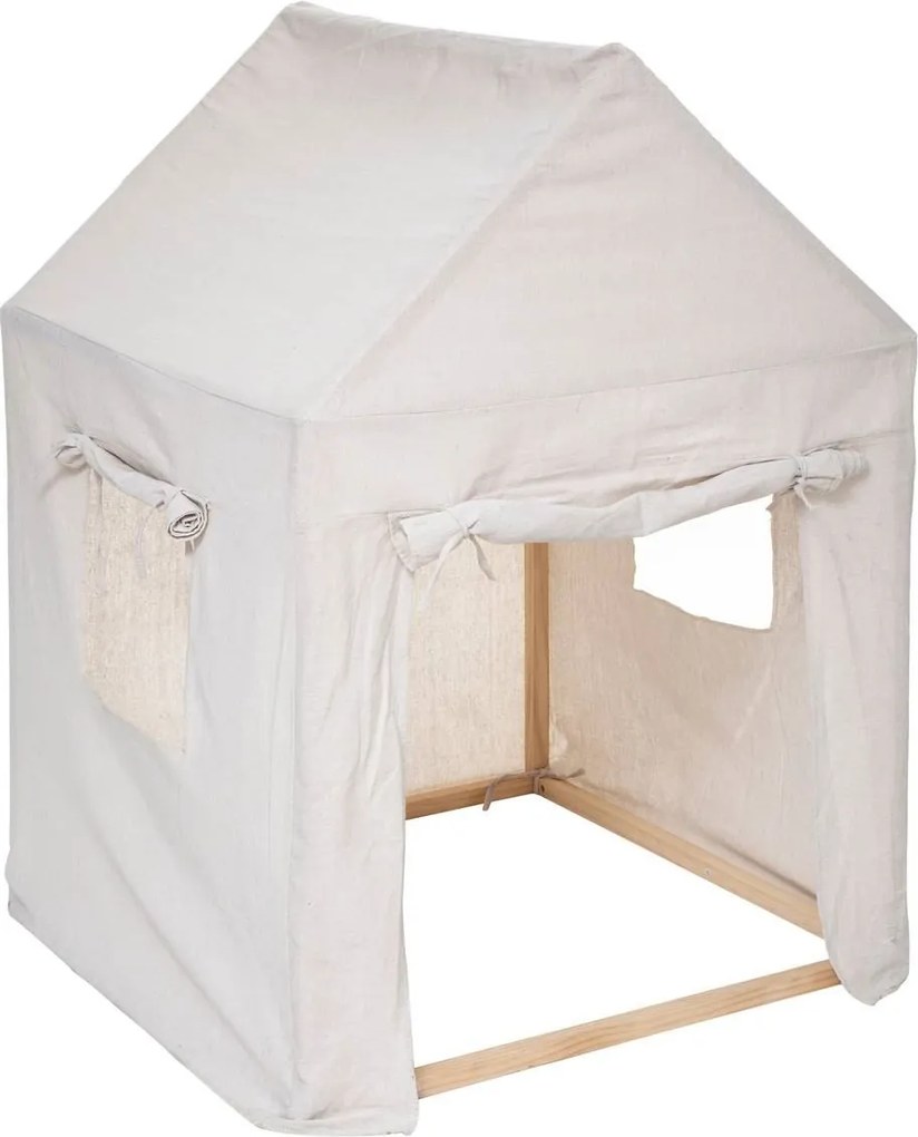 Atmosphera beige speeltent'Safari'- Speelhuisje - 77 x 115 cm - Van stof en hout