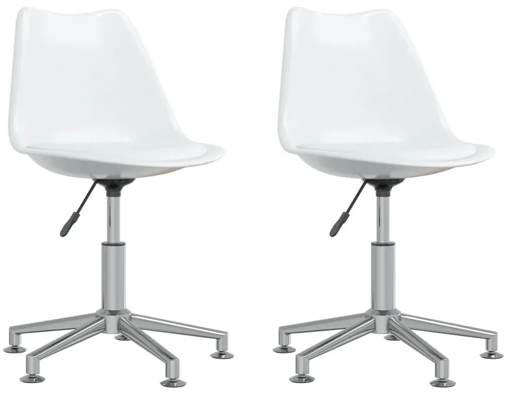 vidaXL Eetkamerstoelen draaibaar 2 st kunstleer wit