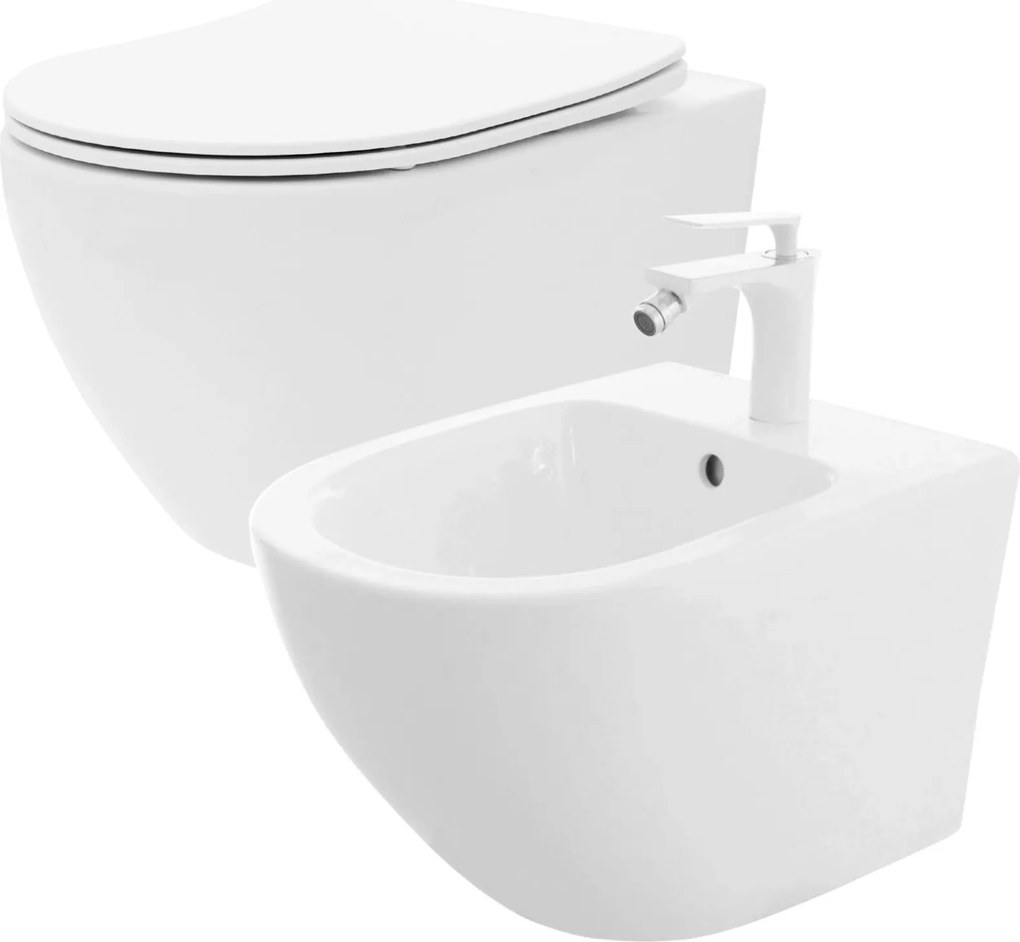 Set: WC-pot Carlo Flat Mini Rimless Bidet Carlo Mini