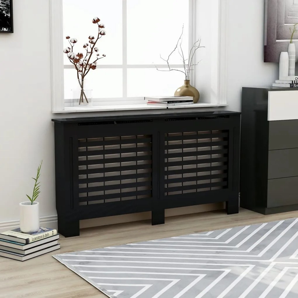 vidaXL Radiatorombouw 152x19x81 cm MDF zwart