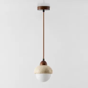 Davise Hangende Plafondlamp Ø15 Cm In Travertijn En Hout Travertijn - Sklum