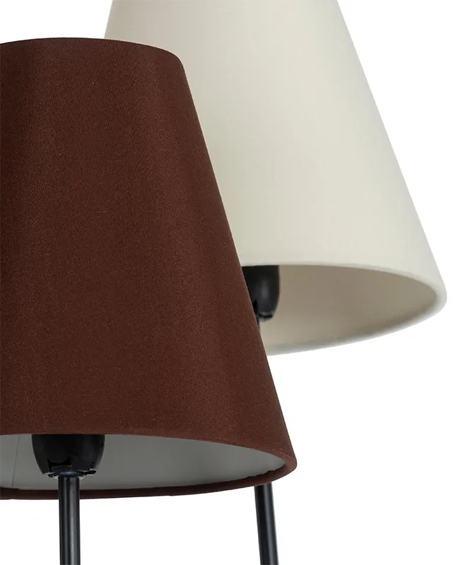 Design vloerlamp zwart met stoffen kappen 5-lichts - Melis